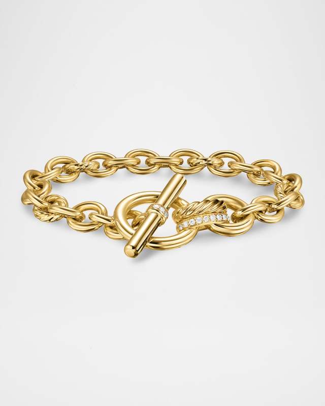 DY Mercer Single-Row Toggle Necklace with Diamonds in 18K Gold, 8-12.5